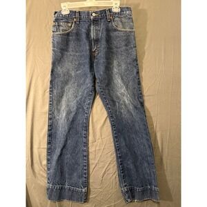 Levis 517 Boot Cut Jeans Mens 33x32 Medium Wash Blue Denim Custom Hem 31x27